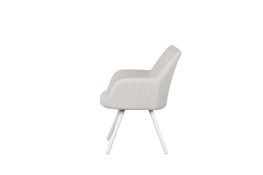 Silla de comedor Eren aluminio blanco textil beige.