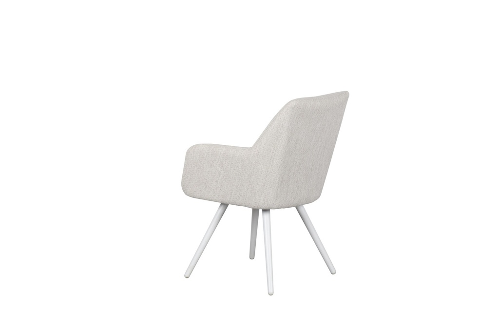 Silla de comedor Eren aluminio blanco textil beige.