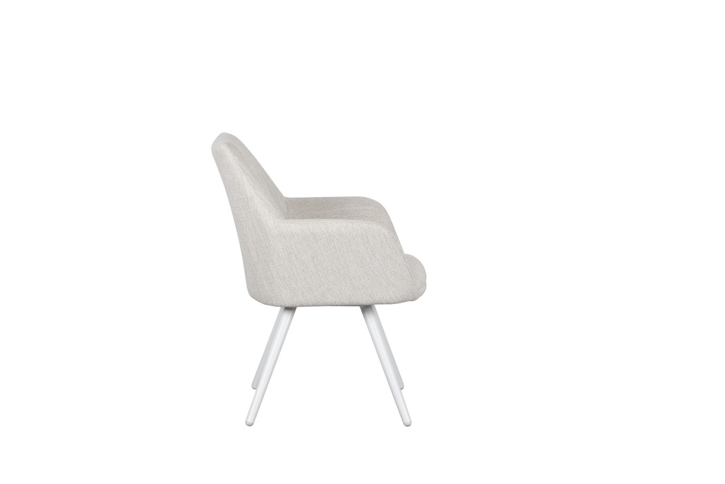Silla de comedor Eren aluminio blanco textil beige.