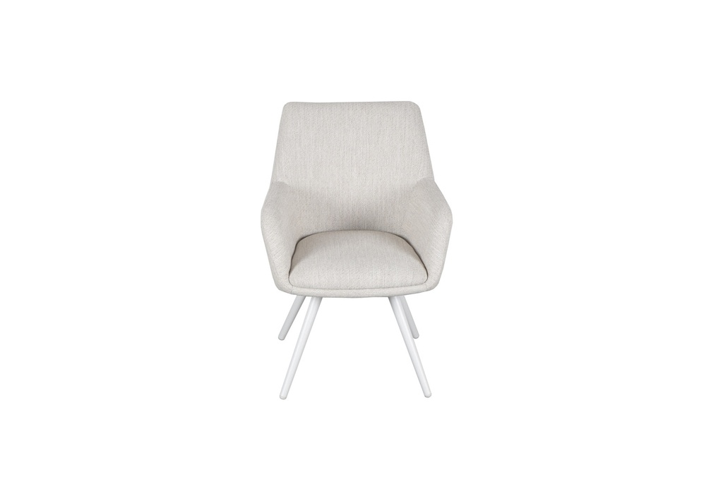 Silla de comedor Eren aluminio blanco textil beige.