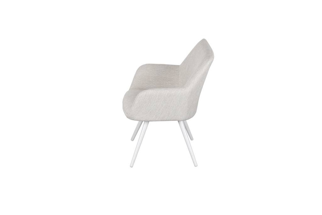 Silla de comedor Eren aluminio blanco textil beige.