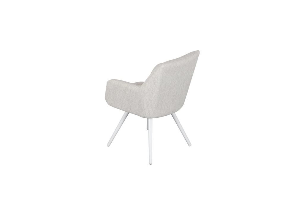 Silla de comedor Eren aluminio blanco textil beige.