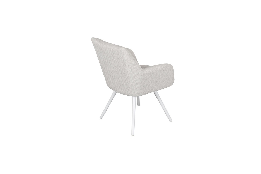 Silla de comedor Eren aluminio blanco textil beige.