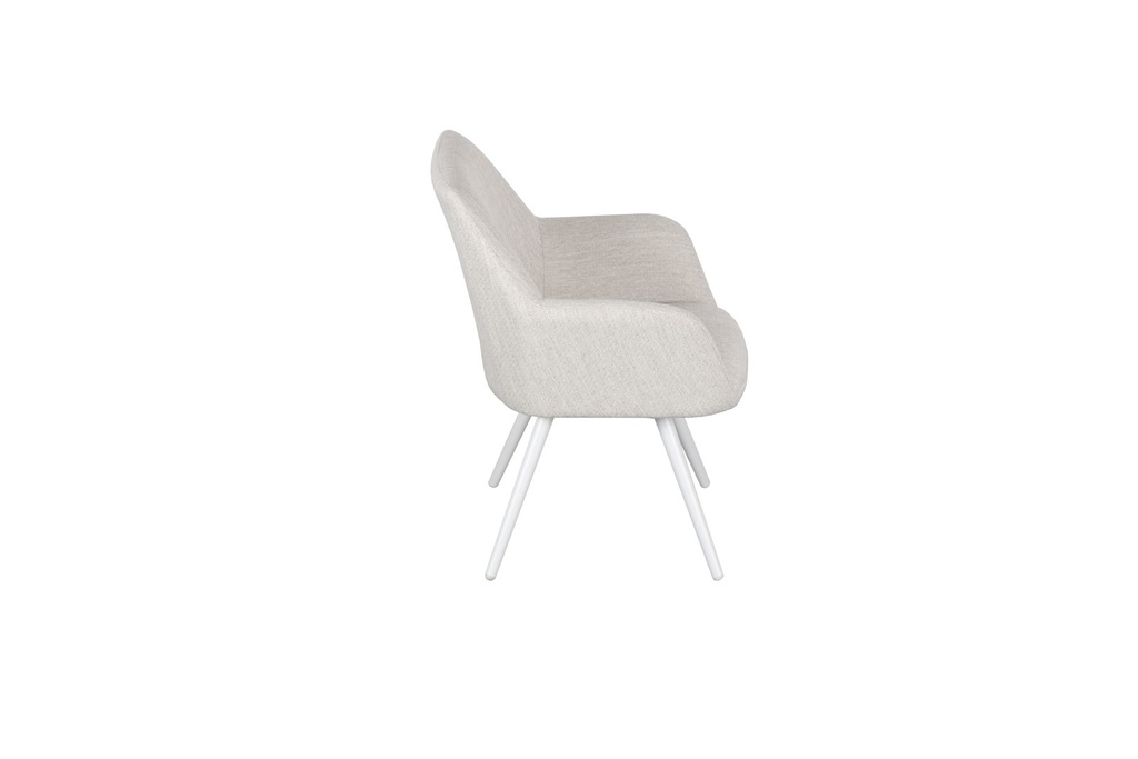 Silla de comedor Eren aluminio blanco textil beige.