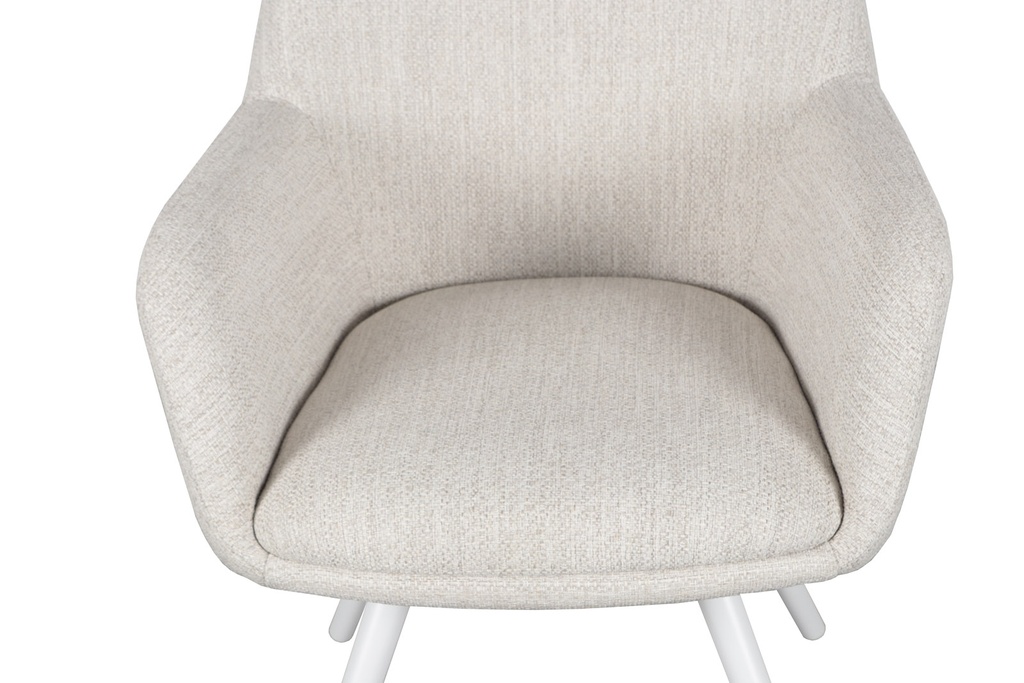 Silla de comedor Eren aluminio blanco textil beige.