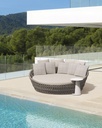 Daybed Meridian aluminio blanco cuerda greige y textil greige.