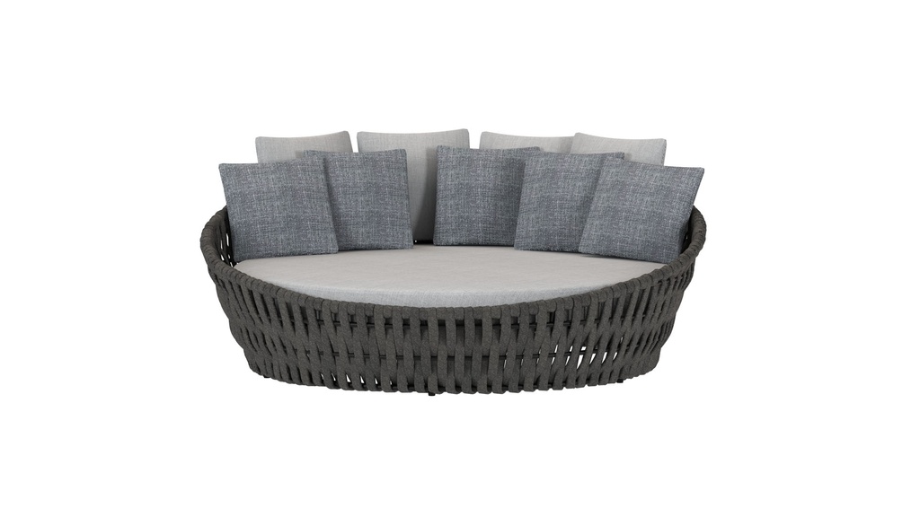 Daybed Meridian aluminio antracita cuerda antracita y textil gris medio.