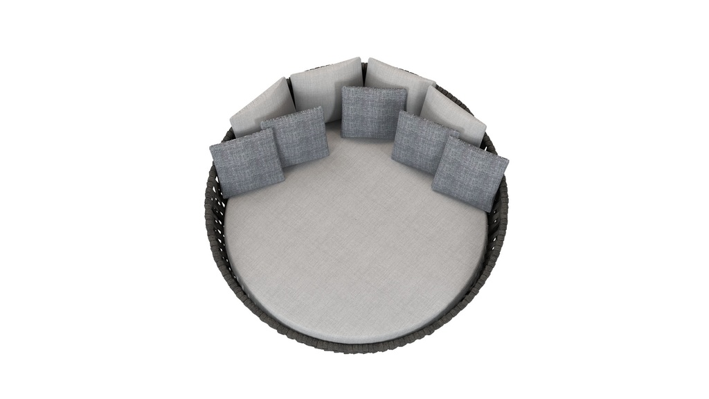 Daybed Meridian aluminio antracita cuerda antracita y textil gris medio.
