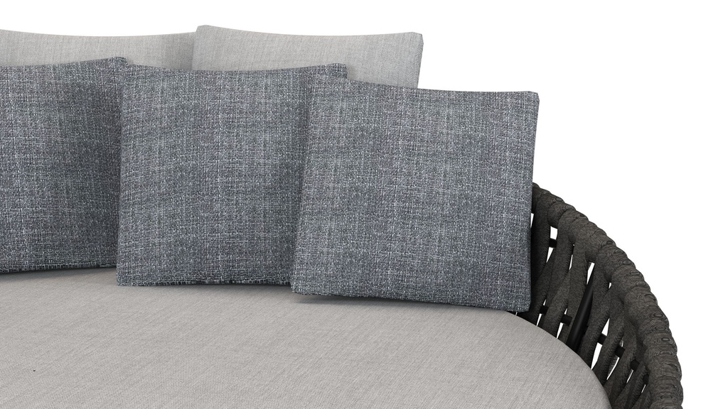 Daybed Meridian aluminio antracita cuerda antracita y textil gris medio.