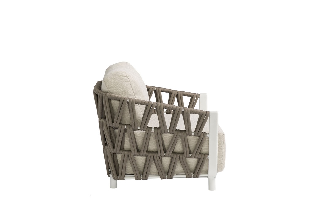 Butaca 1 plaza Carson aluminio blanco textil beige
