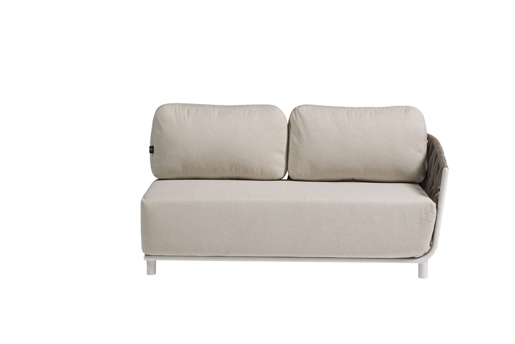 Módulo 2 plazas Carson brazo derecho aluminio blanco textil beige (VF)