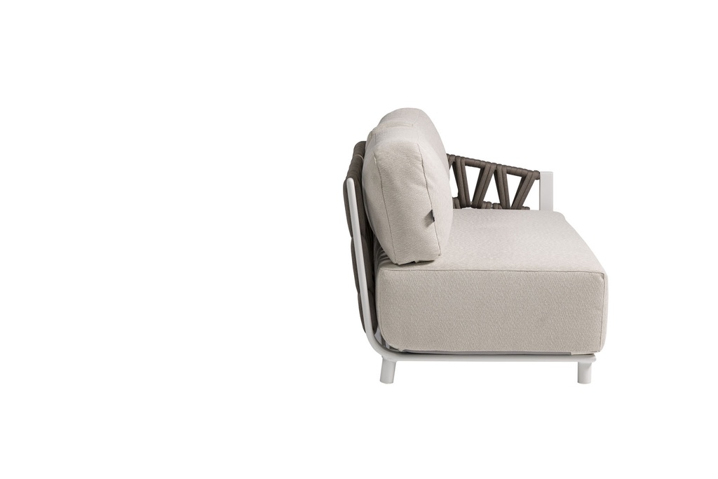 Módulo 2 plazas Carson brazo derecho aluminio blanco textil beige (VF)