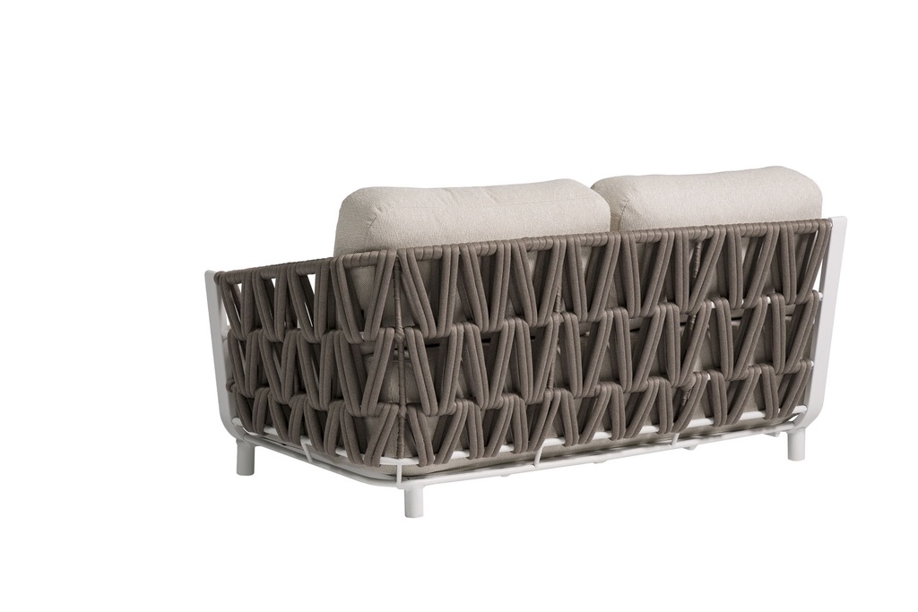 Módulo 2 plazas Carson brazo derecho aluminio blanco textil beige (VF)