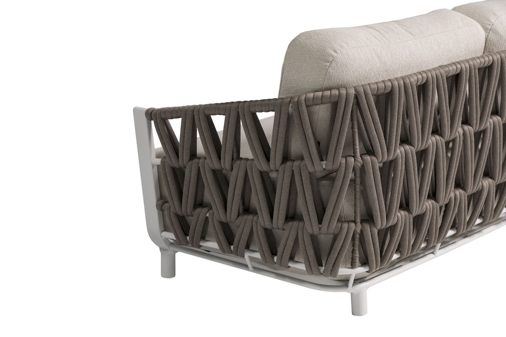 Módulo 2 plazas Carson brazo derecho aluminio blanco textil beige (VF)