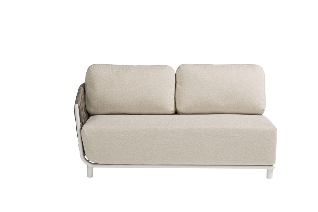 Módulo 2 plazas Carson brazo izquierdo aluminio blanco textil beige (VF)