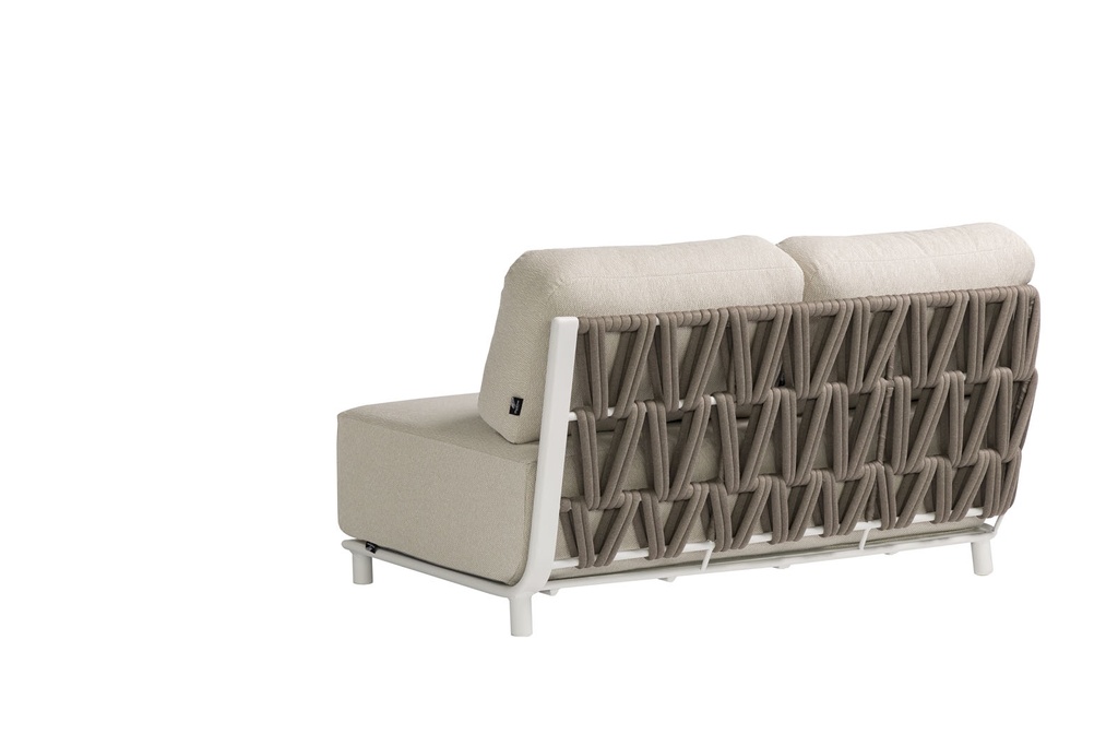 Módulo 2 plazas Carson brazo izquierdo aluminio blanco textil beige (VF)