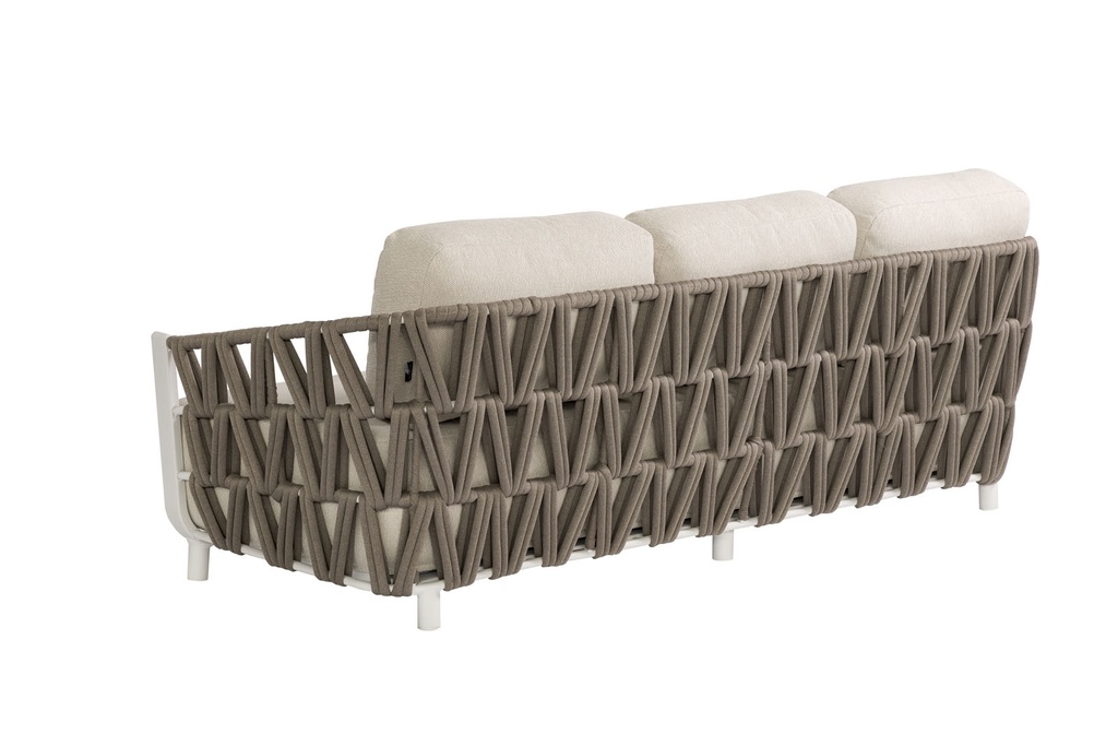 Sofá 3 plazas Carson aluminio blanco textil beige