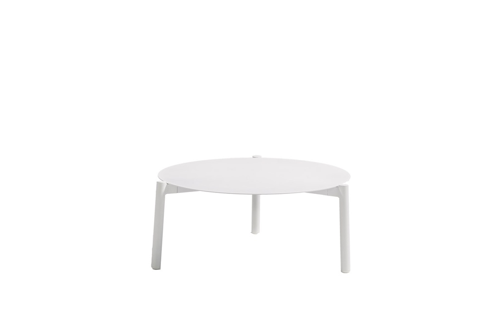 Set de mesas auxiliares Carson Ø 80 cm x 35 cm + Ø 60 cm x 42 cm aluminio blanco