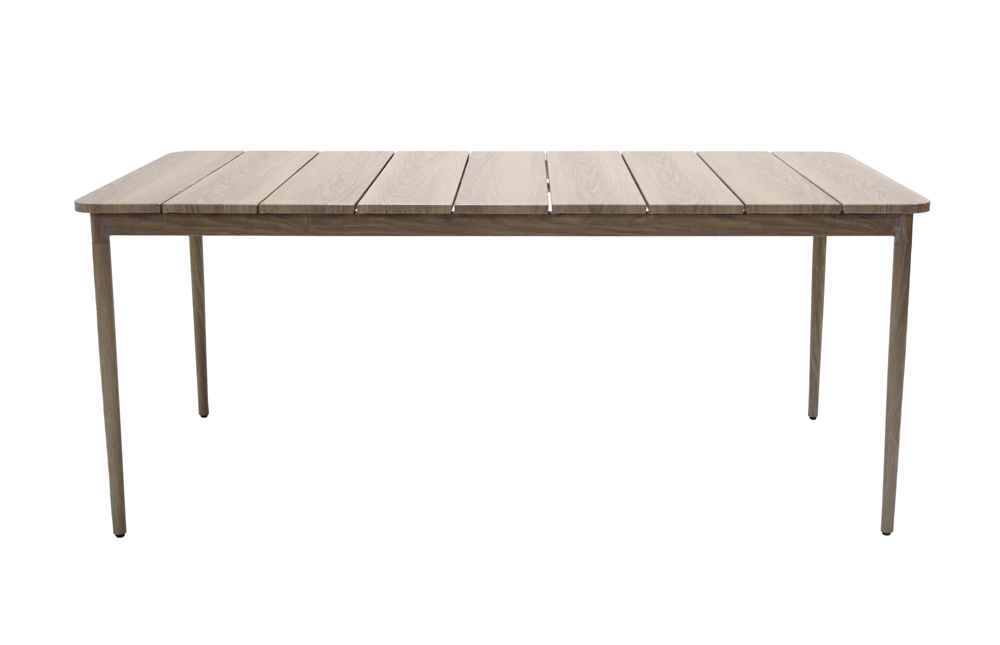 Mesa de comedor Sunset. Aluminio efecto madera