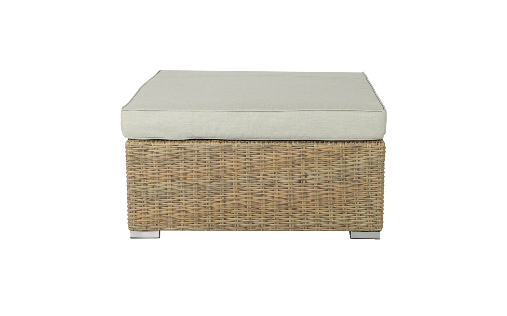 Mesa / Puff California aluminio y rattan sintetico. Cristal templado de 5mm.