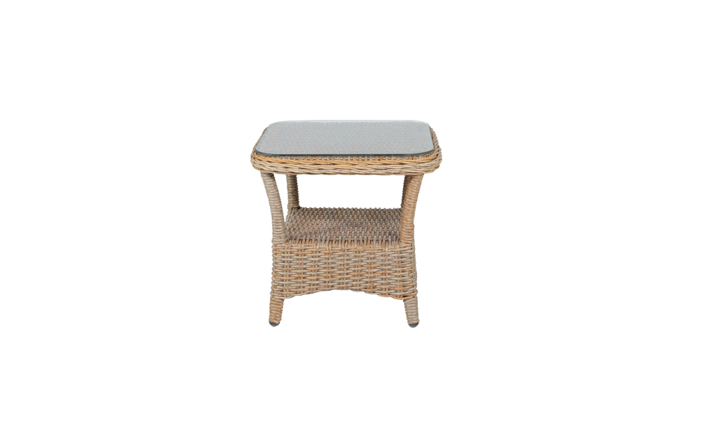 Mesita auxiliar Oregon aluminio y rattan sintetico