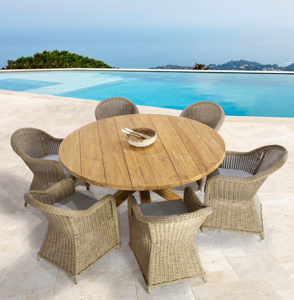 Sillon con brazos Cordoba aluminio y rattan sintetico