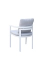 Sillon de comedor  Babylon. Aluminio blanco y textil gris claro