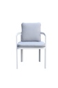 Sillon de comedor  Babylon. Aluminio blanco y textil gris claro