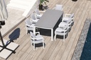 Sillon de comedor  Babylon. Aluminio blanco y textil gris claro