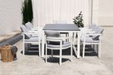 Sillon de comedor  Babylon. Aluminio blanco y textil gris claro