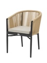 SILLA CON BRAZOS FAIRLEE ALUMINIO NEGRO  Y TRENZADO NATURAL