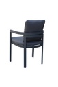 Sillon de comedor  Babylon.  Aluminio gris antracita y textil gris marino