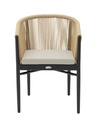 SILLA CON BRAZOS FAIRLEE ALUMINIO NEGRO  Y TRENZADO NATURAL