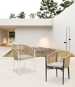 SILLA CON BRAZOS FAIRLEE ALUMINIO NEGRO  Y TRENZADO NATURAL
