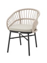 SILLA CON BRAZOS MILTON ALUMINIO NEGRO Y CUERDA TAUPE
