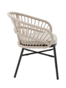 SILLA CON BRAZOS MILTON ALUMINIO NEGRO Y CUERDA TAUPE