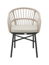 SILLA CON BRAZOS MILTON ALUMINIO NEGRO Y CUERDA TAUPE