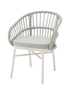 SILLA CON BRAZOS MILTON ALUMINIO BLANCO Y CUERDA GRIS