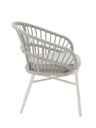 SILLA CON BRAZOS MILTON ALUMINIO BLANCO Y CUERDA GRIS