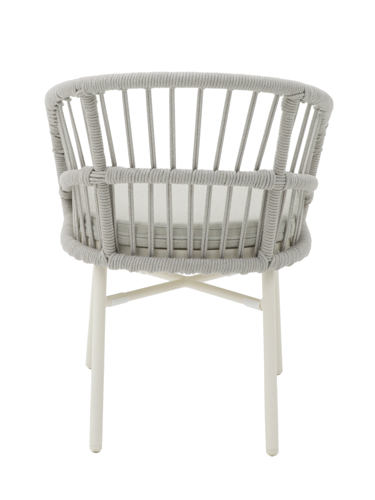 SILLA CON BRAZOS MILTON ALUMINIO BLANCO Y CUERDA GRIS