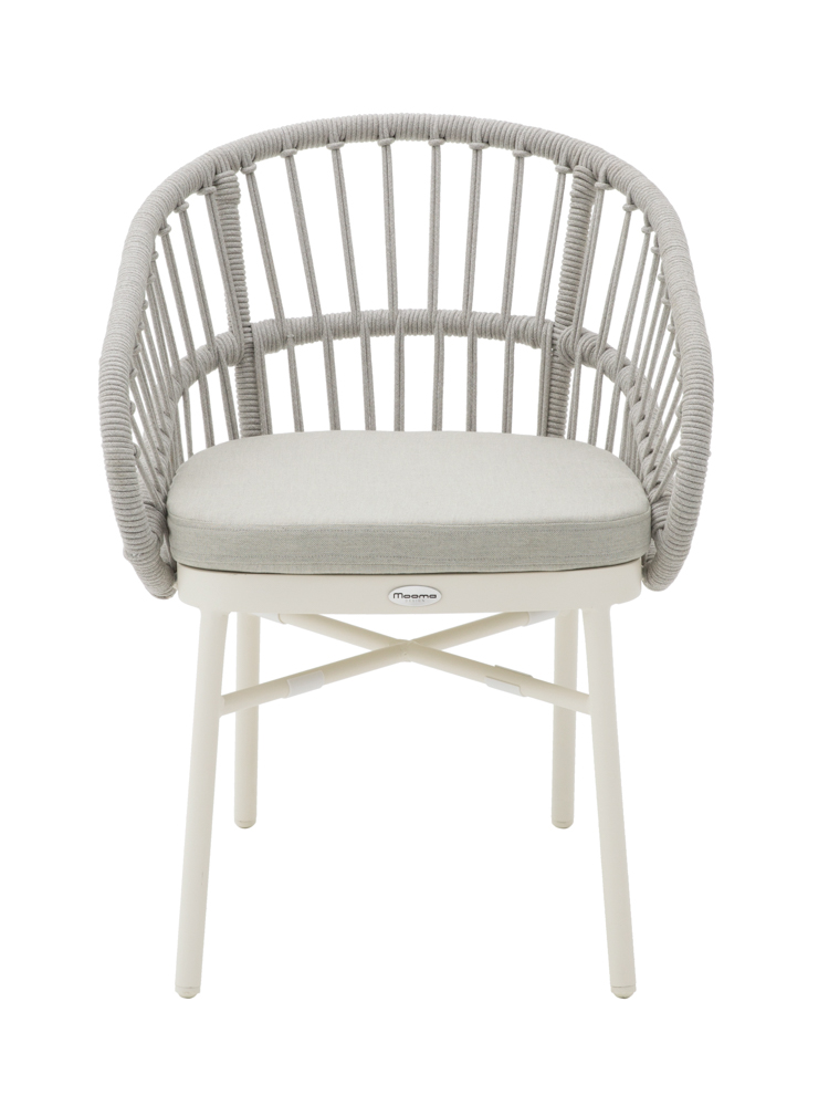 SILLA CON BRAZOS MILTON ALUMINIO BLANCO Y CUERDA GRIS