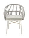 SILLA CON BRAZOS MILTON ALUMINIO BLANCO Y CUERDA GRIS