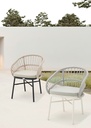 SILLA CON BRAZOS MILTON ALUMINIO BLANCO Y CUERDA GRIS
