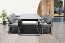 Sillon de comedor  Babylon.  Aluminio gris antracita y textil gris marino