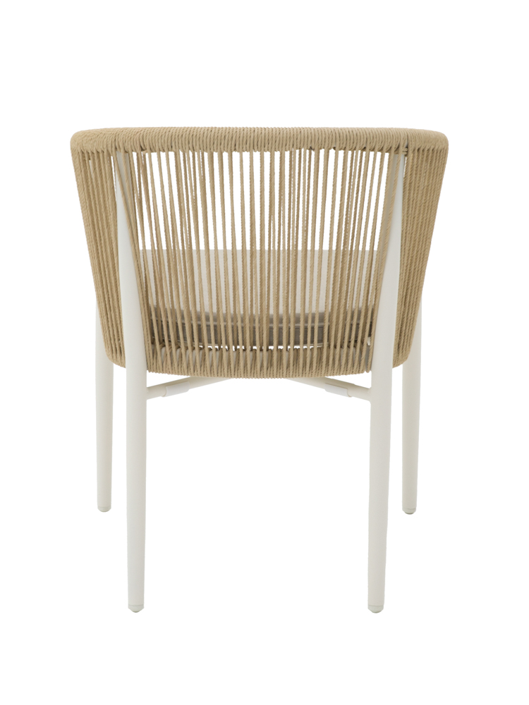 SILLA CON BRAZOS FAIRLEE ALUMINIO BLANCO  Y TRENZADO NATURAL