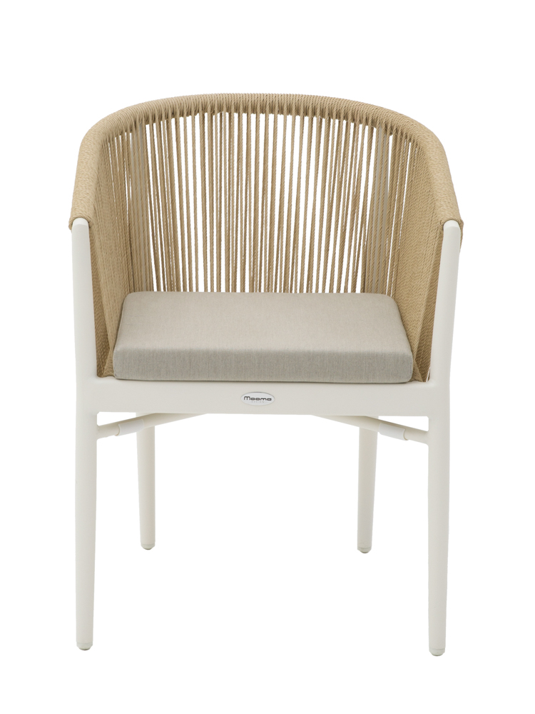 SILLA CON BRAZOS FAIRLEE ALUMINIO BLANCO  Y TRENZADO NATURAL