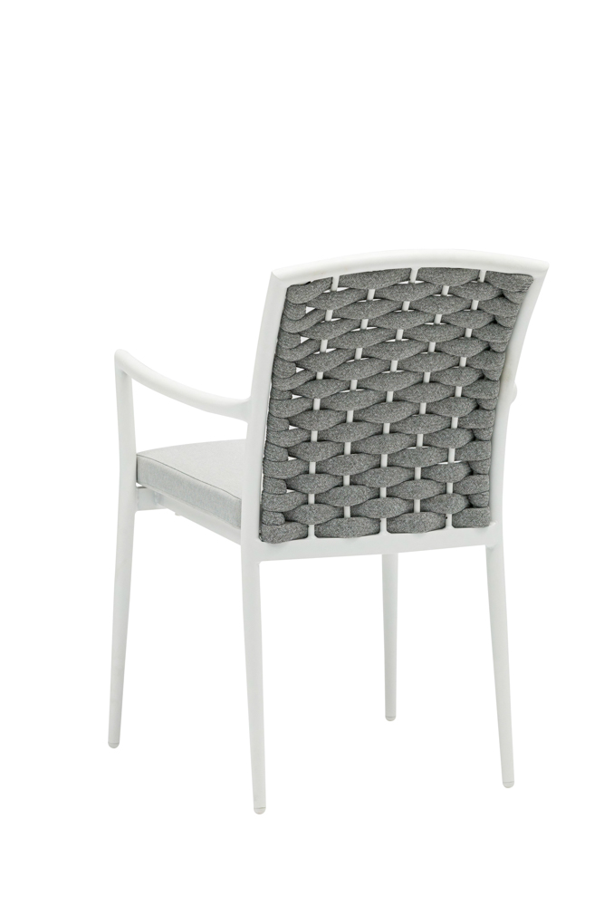 Silla de comedor Walga aluminio blanco cojin gris claro