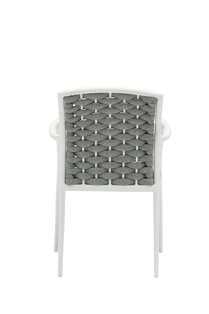 Silla de comedor Walga aluminio blanco cojin gris claro