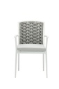Silla de comedor Walga aluminio blanco cojin gris claro