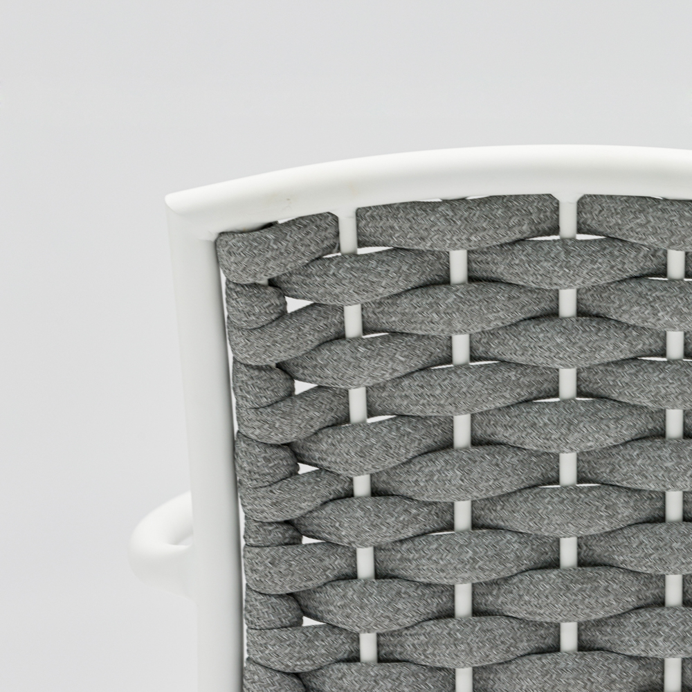 Silla de comedor Walga aluminio blanco cojin gris claro